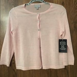Pure collection superfine cashmere button up sweater in pink